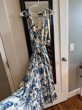 Ted Baker Cream Maxi Dress with Navy Floral Motif